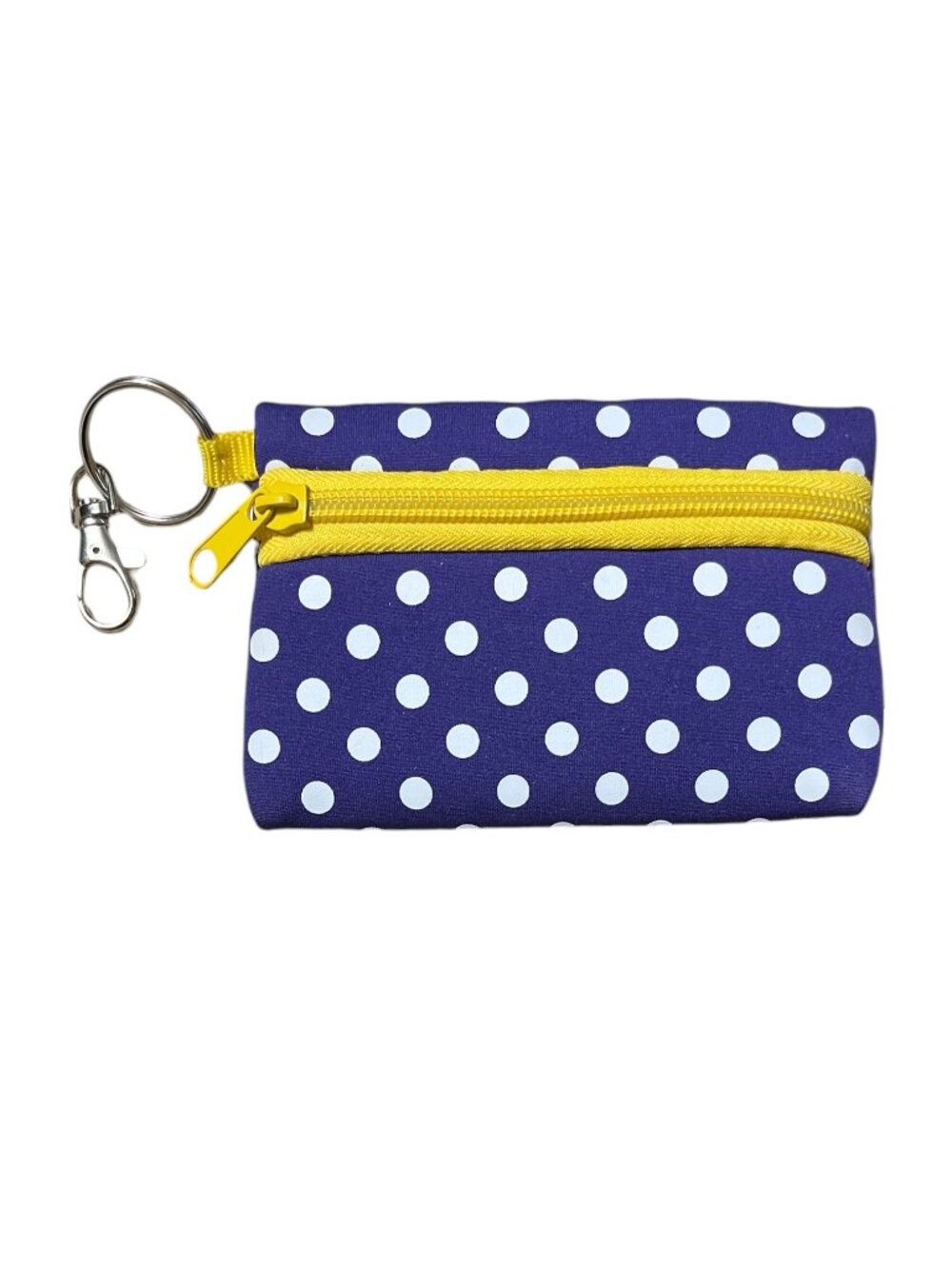 Purple with Yellow Neoprene Zippered Student ID Case with Key Ring